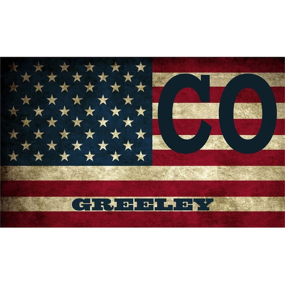 Greeley CO Colorado Weld County Vintage US Flag Decal Bumper Sticker 3M Vinyl 3" x 5"