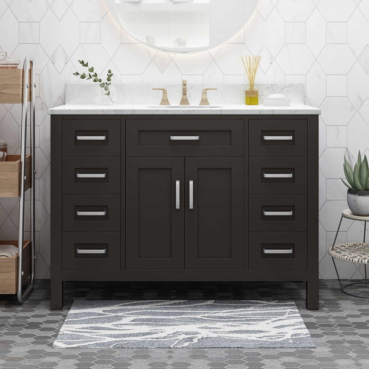 Greeley Contemporary 48" Wood Bathroom Vanity (Counter Top Not Included ...