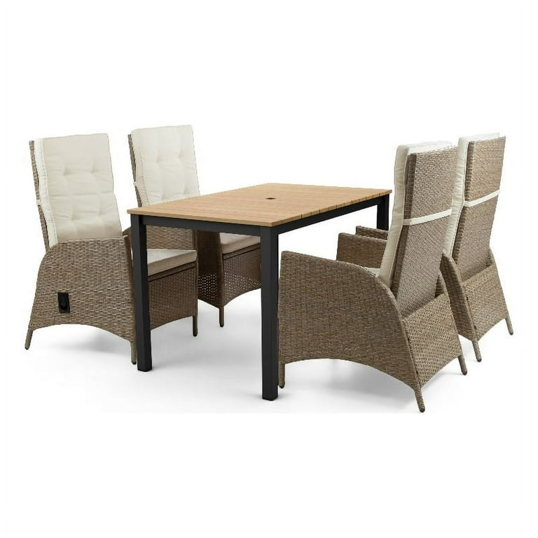 Greemotion 5 Piece Outdoor Patio Metal Dining Set with Reclining Chairs