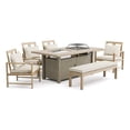 thumbnail image 1 of Greemotion Bordeaux 6-Piece Natural Finish Metal Outdoor Fire Pit Dining Set, 1 of 10