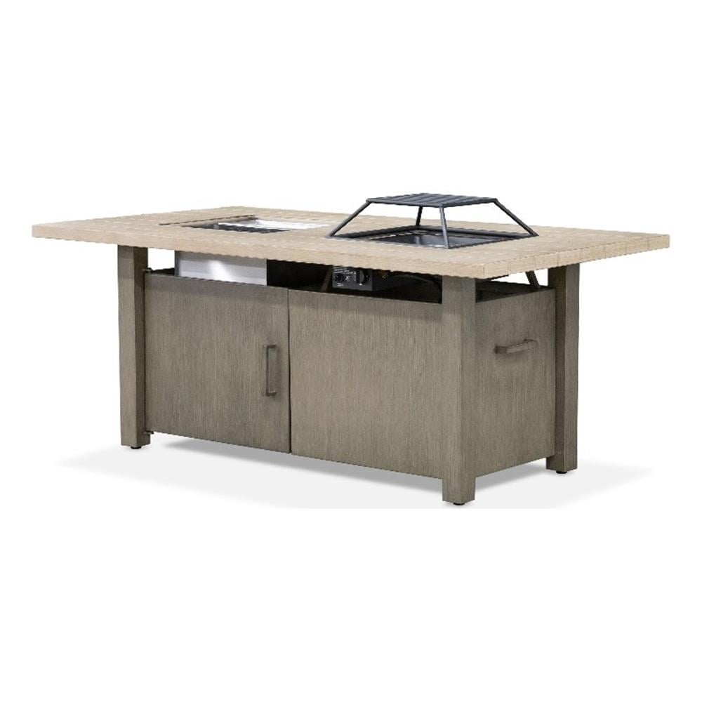 Greemotion Bordeaux Natural Finish Metal Outdoor Fire Pit Table Grill
