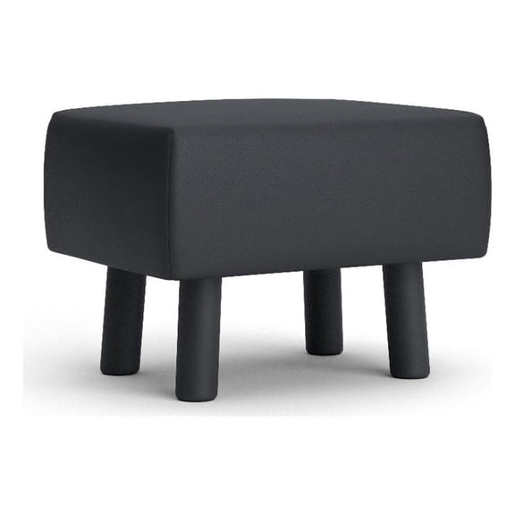 Greemotion Lubeck Black Faux Leather Upholstered Footstools (Set of 2)