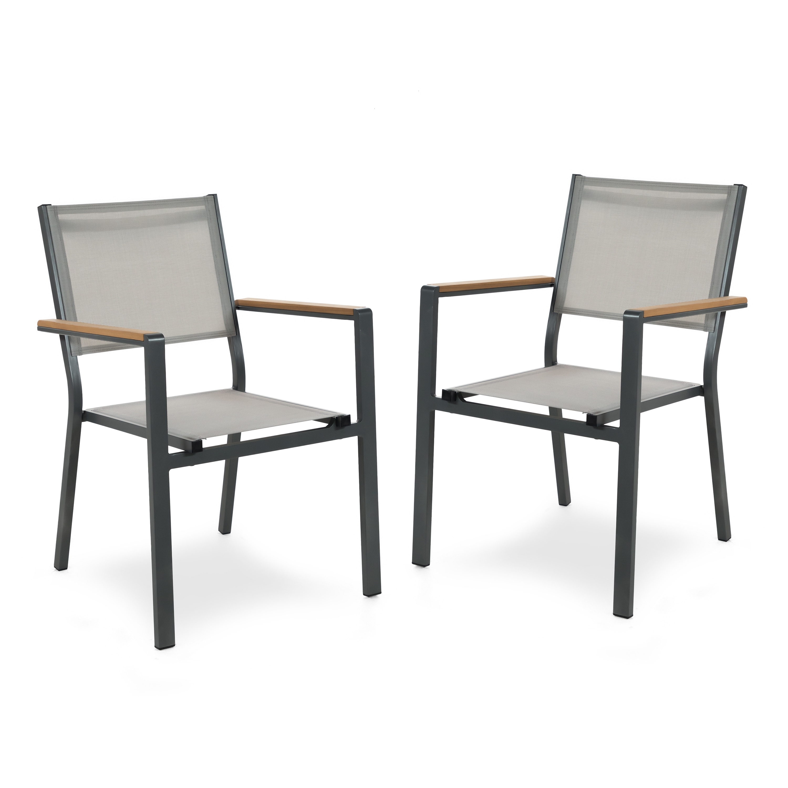 Greemotion Mackay 2Piece Outdoor Patio Metal Gray Frame Chairs with