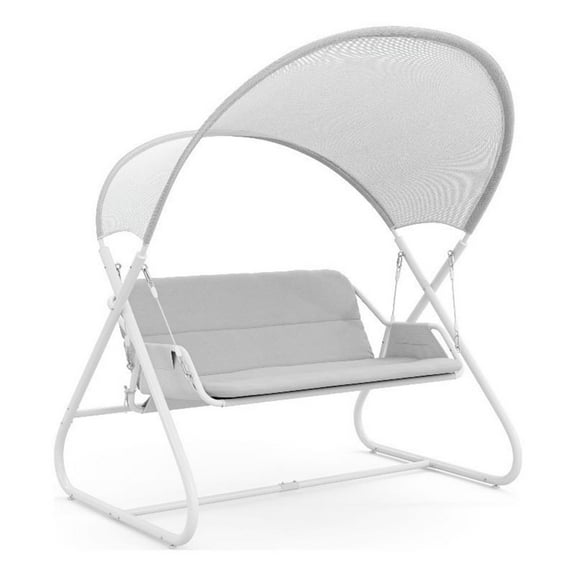 Greemotion Sandor Outdoor Metal Swing with Canopy Sun Shade in White