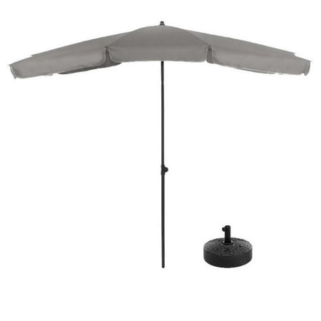 Greemotion Set of 2 Sleek Stainless Steel Gray Fabric Patio Umbrella with Base