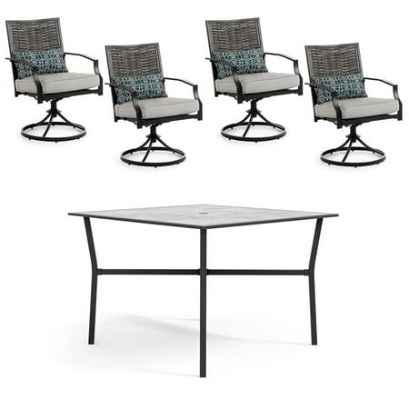 Greemotion Sintra 5-Piece Square Metal Outdoor Patio Dining Set in Black