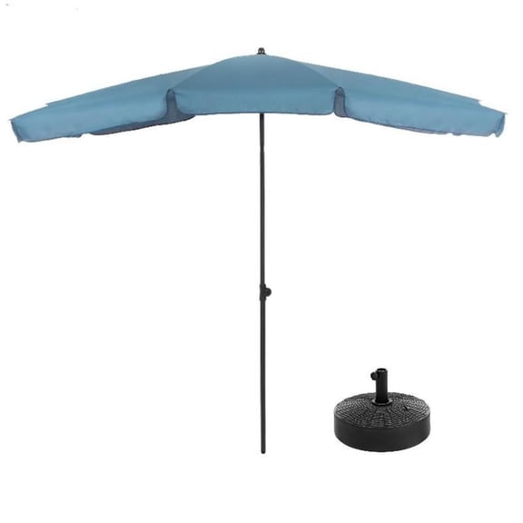 Greemotion Sleek Set of 2 Stainless Steel Blue Fabric Patio Umbrella with Base