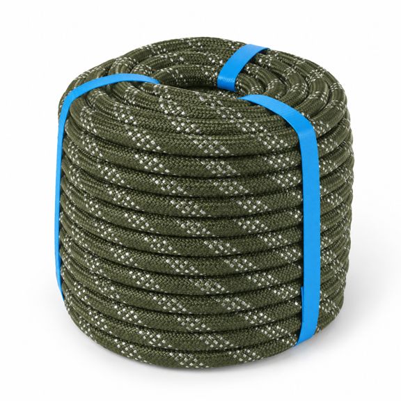 Green 1/2In-100FT Braided Polyester Rope for Tree Work, Rigging, and Outdoor Use