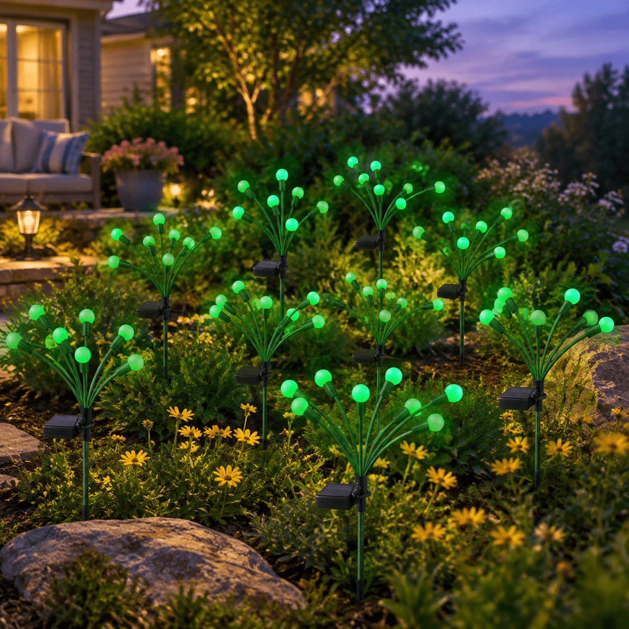 Fire Fly Packing Green 10 Pack Solar Swaying Firefly Lights for Outdoor Garden Pathway ...