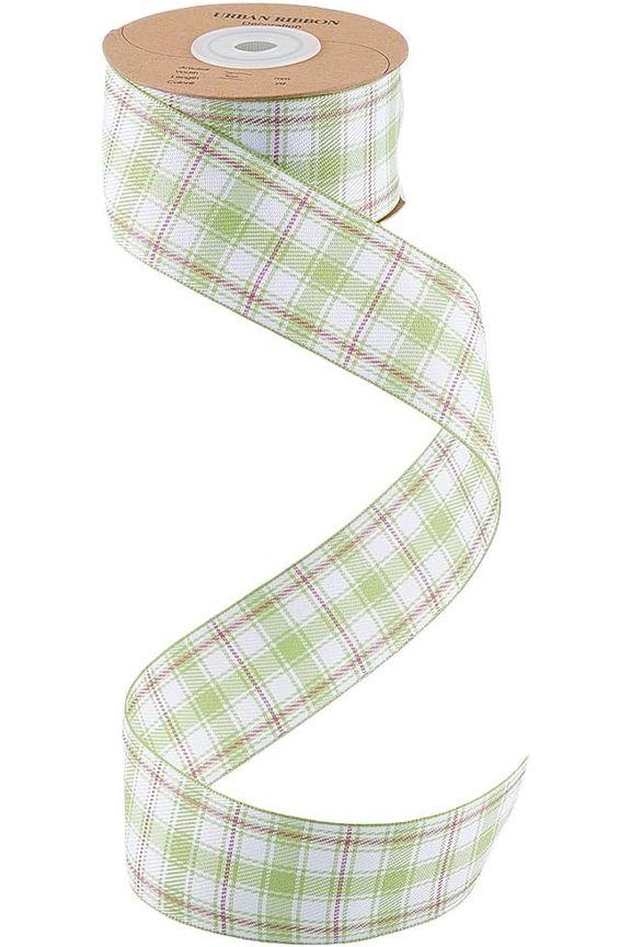 Green 10 Yards 1.57 Inch Green Buffalo Plaid Ribbon Spring Summer Pastel Easter Checkered Gingham Fabric Ribbons Bulk with Spool for Sewing Making Crafts Gift Wrapping Wedding Bouquets Home Decor