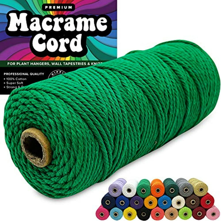 Green 100% Cotton Cord Rope for Macrame 3mm Natural and Colored