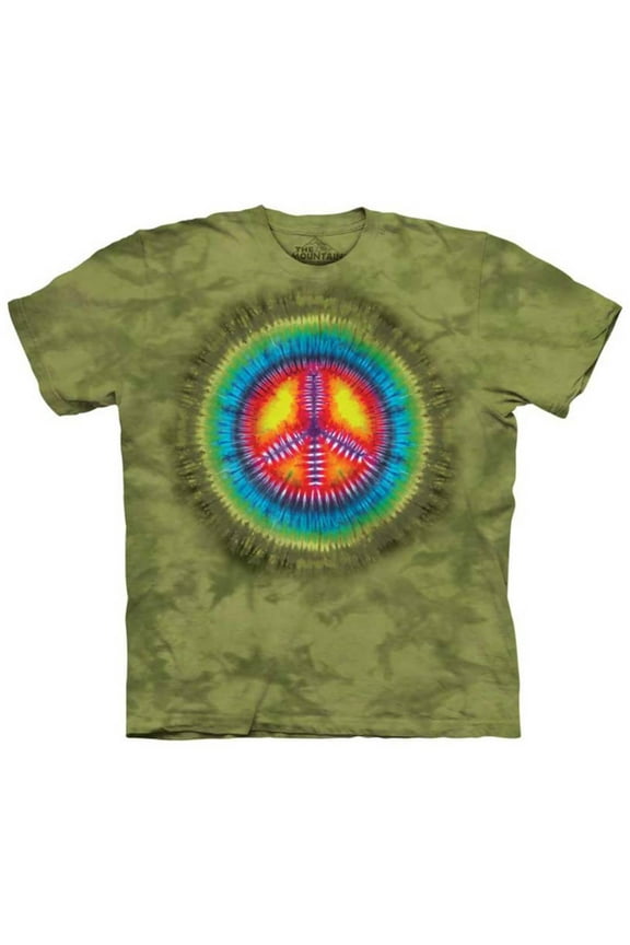 Green 100% Cotton Peace Tie Dye Novelty T-Shirt