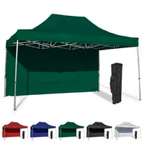 Green 10x15 Instant Canopy Tent and Side Wall - Commercial Grade Aluminum Frame with Water-Resistant Canopy Top and Sidewall - Bag and Stake Kit Included (5 Color Options)