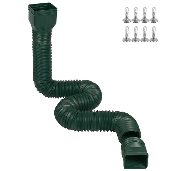 Green 11.5ft Extendable Flexible Gutter Downspout Extension for Rainwater Drainage