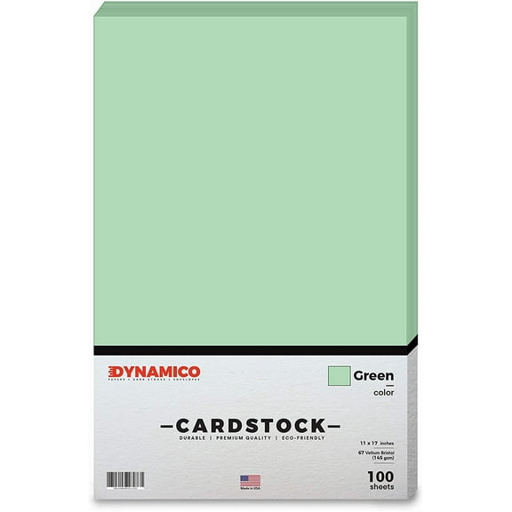 Green 11 x 17" Pastel Color Cardstock Paper - for Cards and Stationery Printing | Medium to Light Weight Card Stock 67 LB Vellum Bristol | 100 Sheets