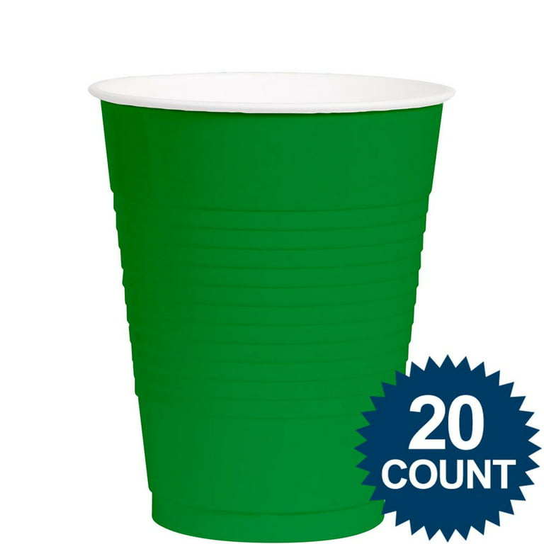 12 Oz. Dark Green Plastic Cups - 20 Ct.