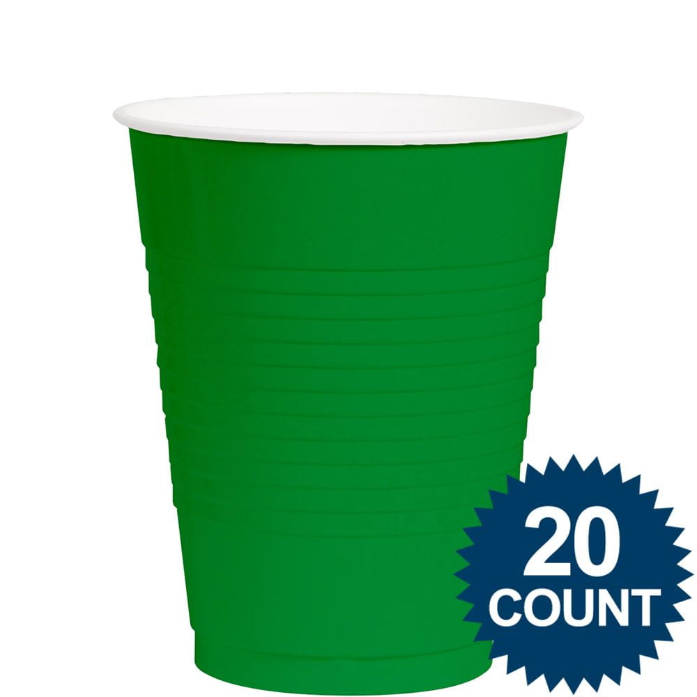 Green Plastic Cups - 12oz - 20 Pack