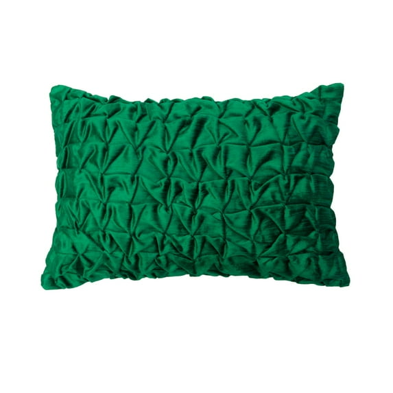 Green 12"x14" (30x35 cm) Lumbar Pillow Covers, Velvet Knotted & Textured Oblong Pillows For Couch, Solid Pattern Modern Style - Emerald Waters