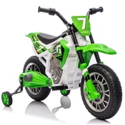 Green 12V Kids Ride On Motorcycle Dirt Bike with High/Low Speeds,Training Wheels, Spring Suspension