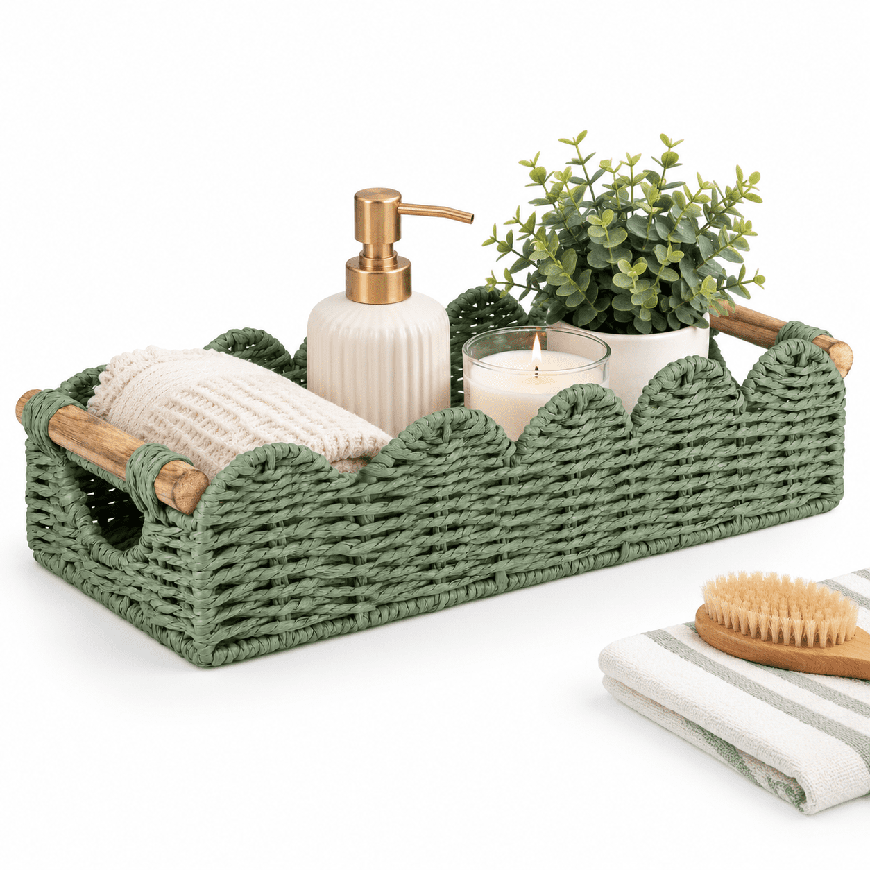 Green 14.96" (L) x 6.3" (W) x 3.54" (H) Toilet Paper Storage Container ...