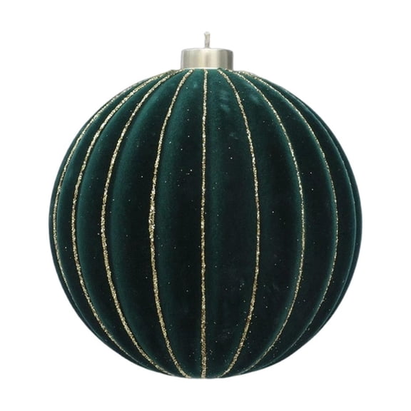 Green 15Cm Diamond Pattern Flocked Christmas Baubles, Large Velvet Tree Ornaments For Holiday Decor