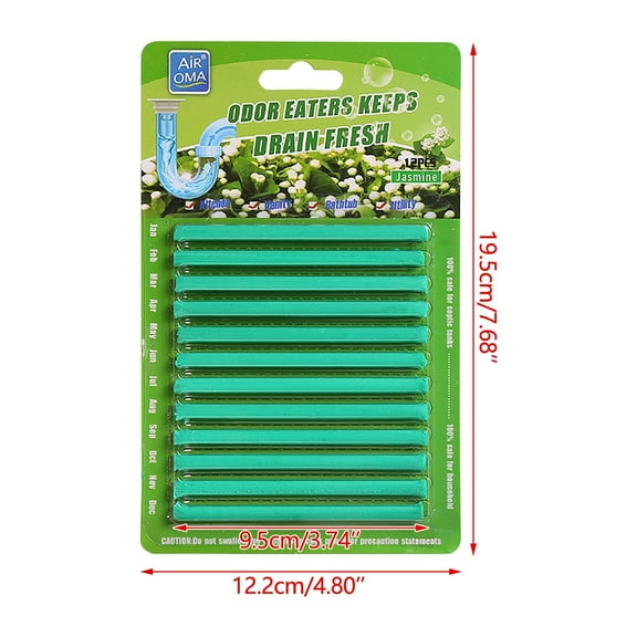 Green 2-Pack Drain Cleaner And Deodorizer Sticks, For Sink And Shower Drain - Green