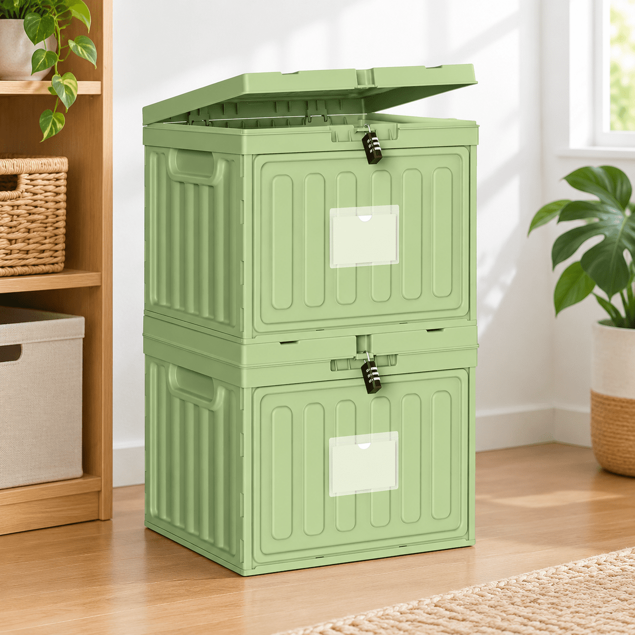 Stackable Files Green 2 Pack Plastic File Box For Letter Size Hanging Folders ...