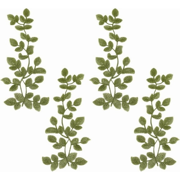 Green 2 Pairs Mirror Pairs Green Forest Leaves Applique Clothing Embroidery Patch Sew on Appliques Sewing Craft Decoration for Jeans Jackets Repair DIY Projects Craft Accessories