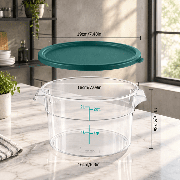 Green 2 Qt 1 Round Polycarbonate Food Storage Dough Proofing Container