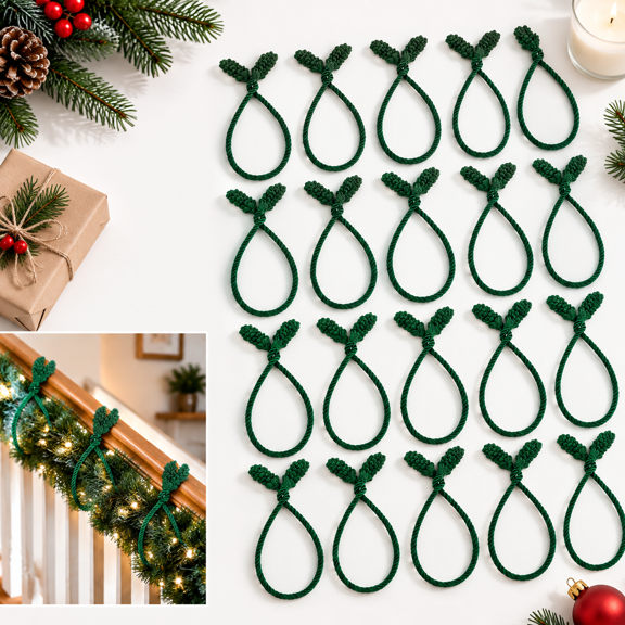 Green 20 Inch Decorative Garland Twist Ties for Holiday Wreaths Lights Railings