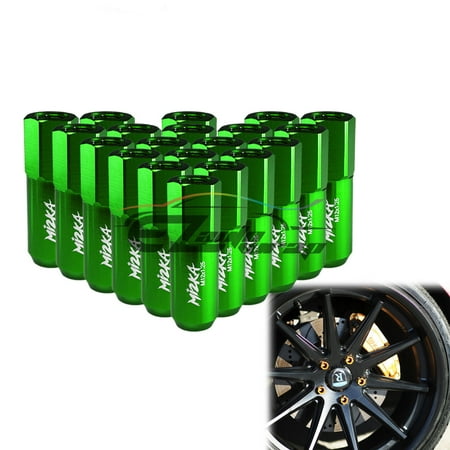 Green 20 PCS M12X1.5 Lug Nuts Extended Tuner Aluminum Wheels Rims Cap WN02 Mi2KA