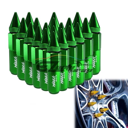 Green 20 PCS M12X1.50 Lug Nuts Spiked Extended Tuner Aluminum Wheels Rims Cap Mi2KA