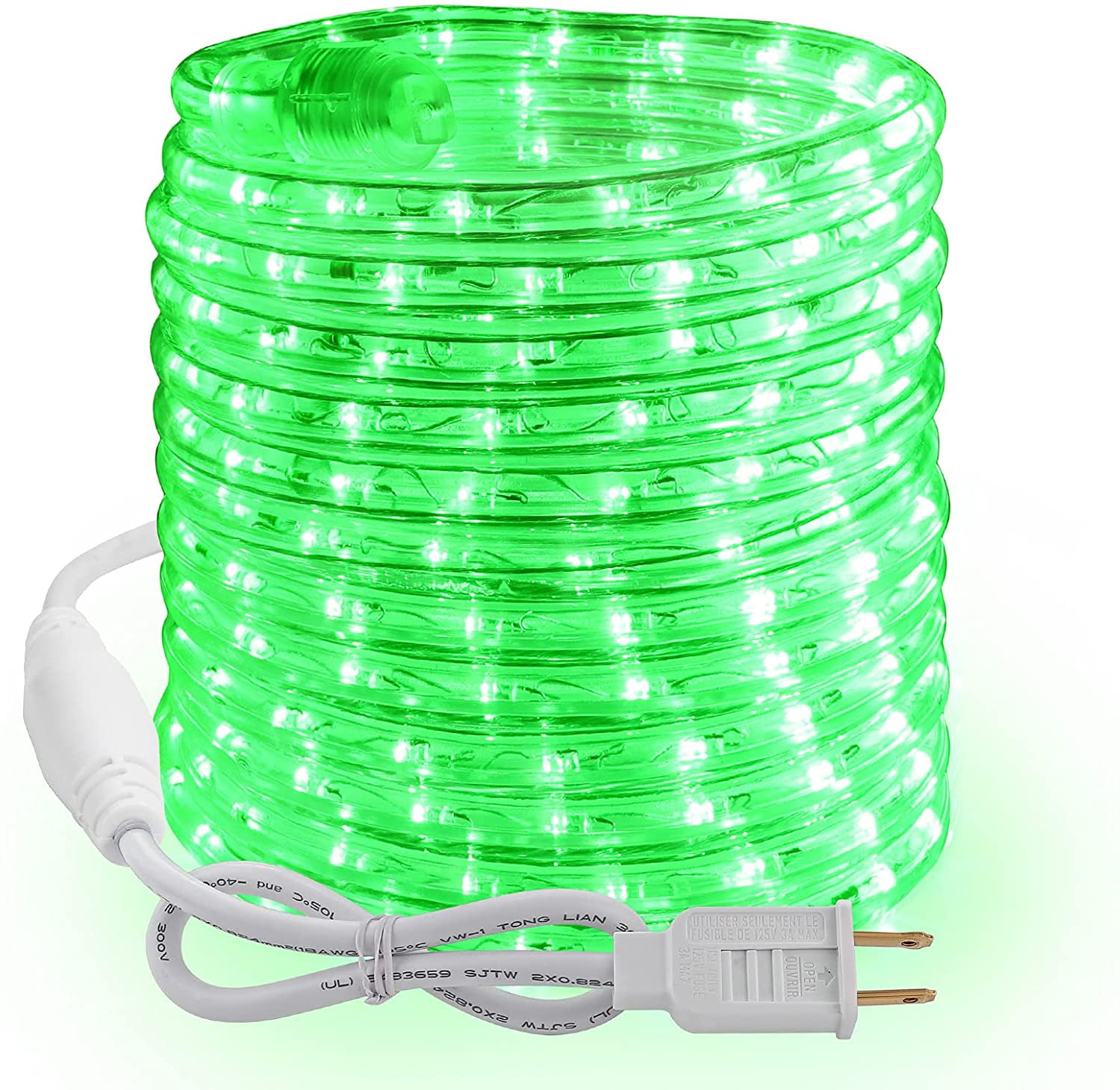 Green 216 LED Connectable Christmas Rope Lights 18ft Plugin Rope Tube