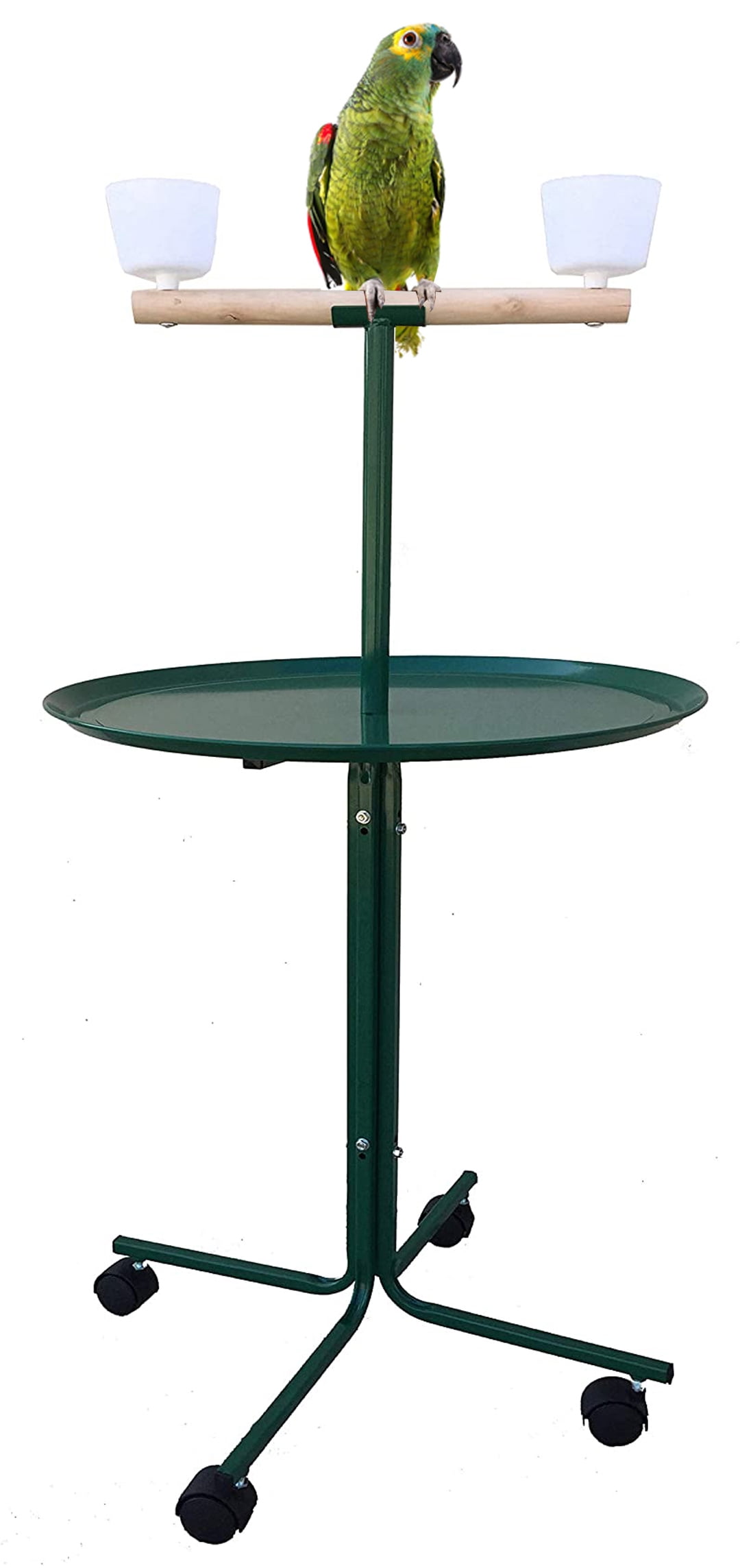 Green 23" TStand Wooden Play Perch Stand Metal Base Parrot Bird Cage