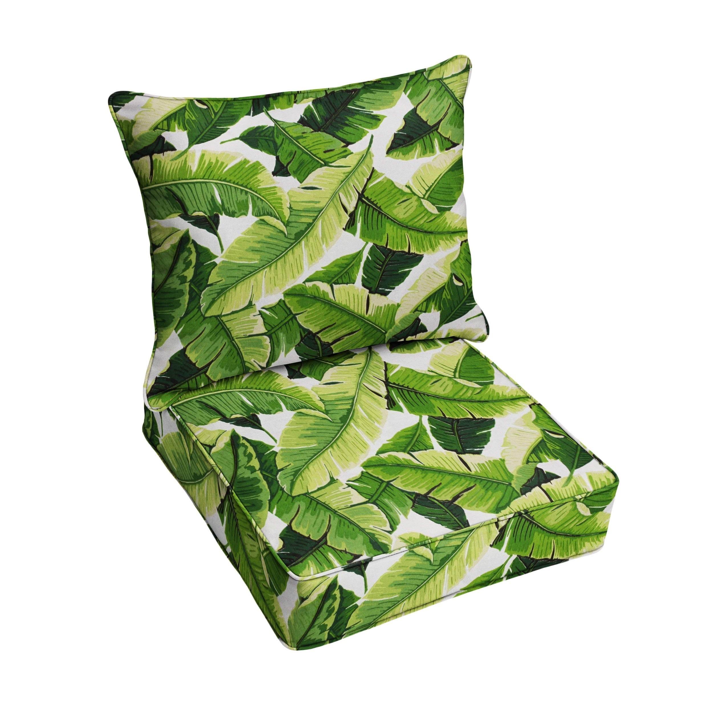 Green 25 in x 25 in x 5 in Deep Seating Indoor/Outdoor Corded Pillow and Cushion Set