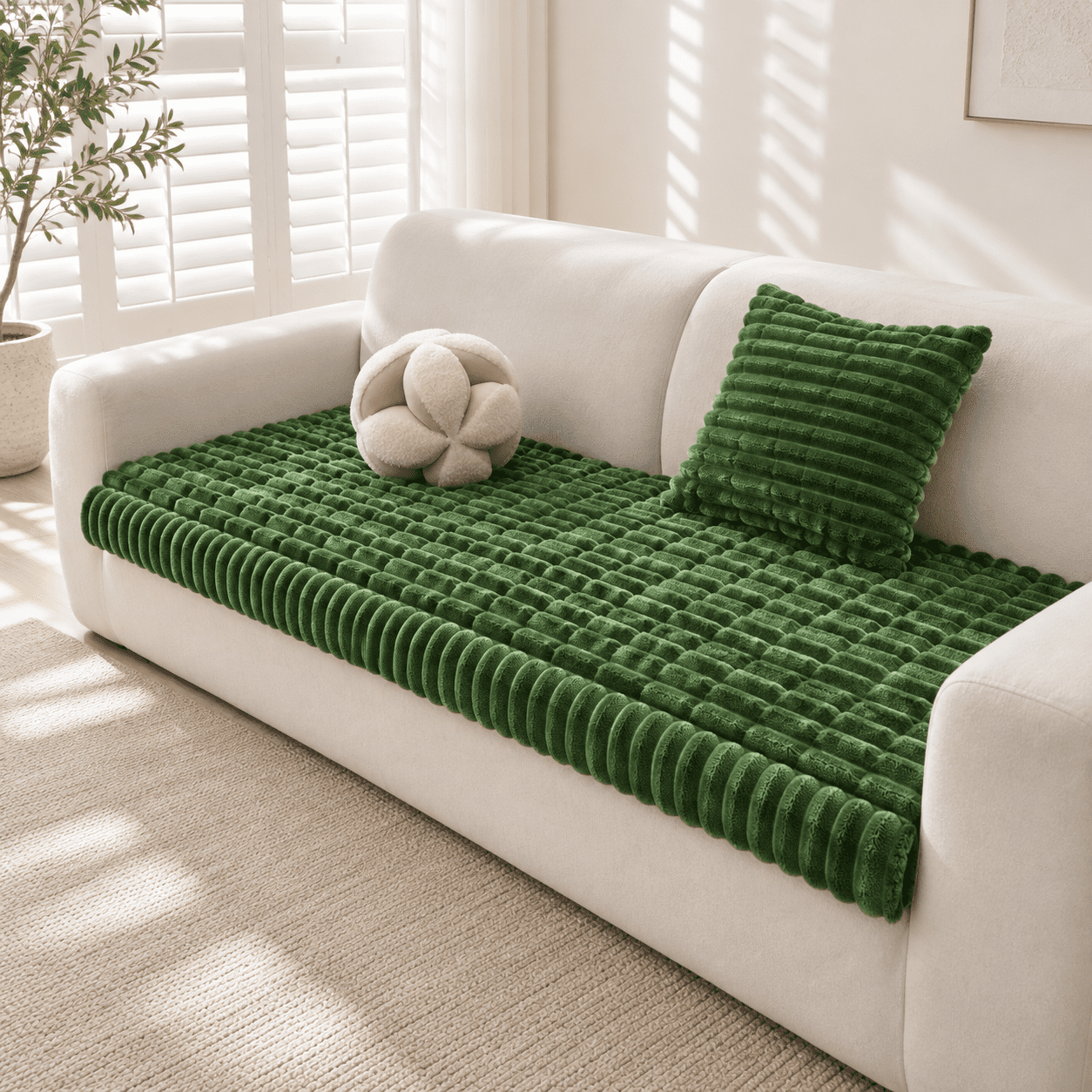 Green 27.6X82.7 Non-Slip Pet Friendly Washable Couch Cover Sofa ...