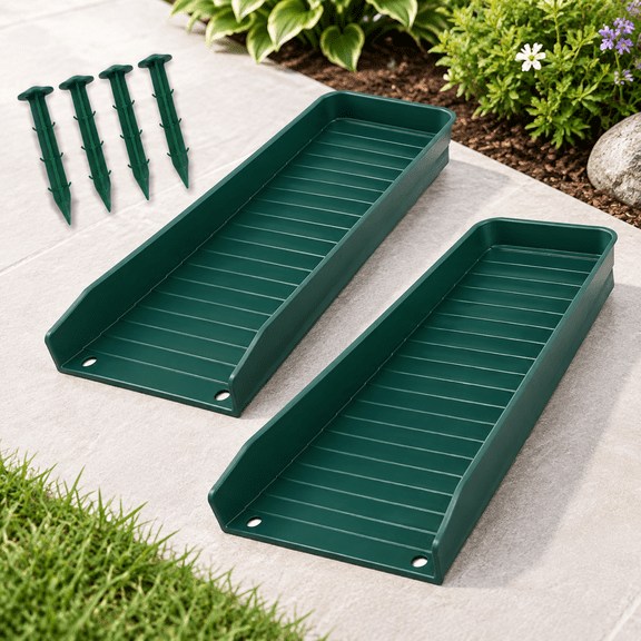 Green 2Pack Rain Gutter Downspout Splash Block Drainage System