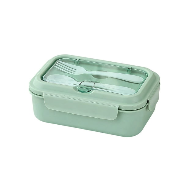 Green 3-Compartment Bento Lunch Box 930Ml, Leak-Proof Food Container With Cutlery