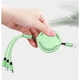 thumbnail image 1 of Green 3 In 1 Fast Charging USB Data Cable 3A Type C 1.1m Data Line For Iphone /Samsung /Type-C Android Telescopic Data Cable, 1 of 3