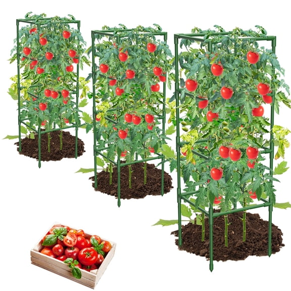 Green 3 Pack Square Plant Support Trellis For Garden Climbing Vegetables Flowers Fruits