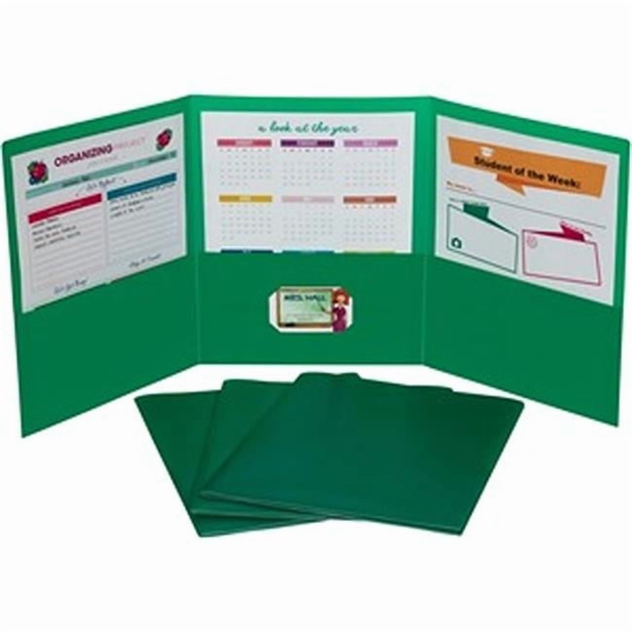 Green 3-Pocket Poly Portfolio, 24 per Box - Pack of 24