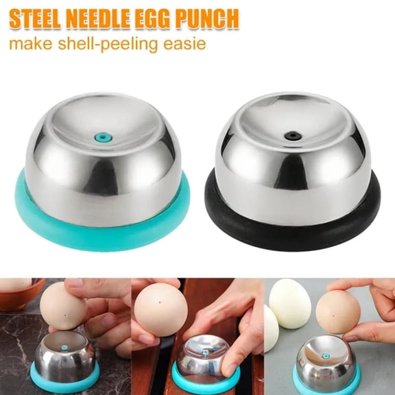 Green 304 Stainless Steel Egg Puncher Plastic Base Manual Boiled Egg Puncher
