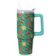 thumbnail image 1 of Green 30oz Holiday Tumbler with Lid and Straw, Snowflakes Stainless Steel Insulated Cup Gifts for Women Men, 1 of 5