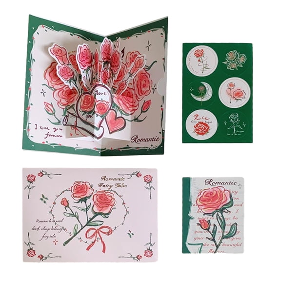 Green 3D Pop Up Greeting Card Happy Birthday Exploding Flower Bouquet Card With Envelope For Women Men Valentine S Day Anniversary