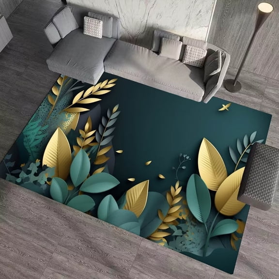 Green 3D Printing Carpets for Living Room Carpet Washable Soft Bedroom ration Home Lounge Rug Non-slip Floor Mats Customized