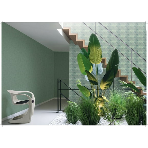 Green 3D Rhombus Stripe Geometric Wallpaper R8101