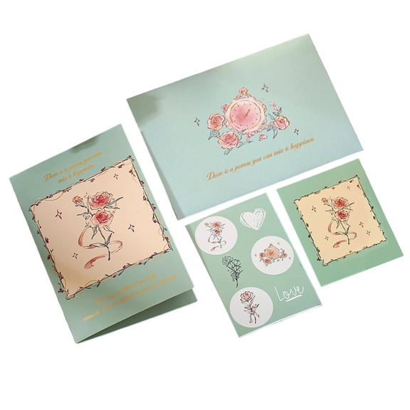 Green 3D Rose Greeting Card Pop Up Flower Message Card With Envelope For Mother‘S Day Valentine‘S Day Green