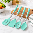 Green 4-Piece Silicone Cooking Utensil Set, Heat Resistant Non-Stick ...