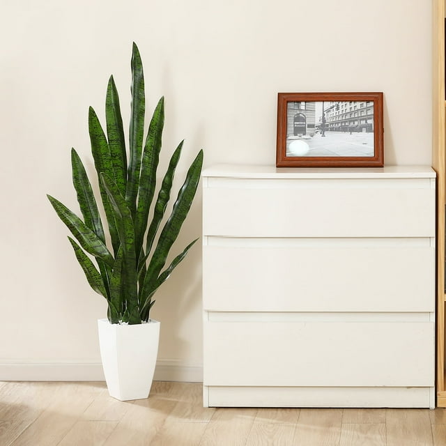 43'' Tall Green Artificial Snake Plant, Faux Sansevieria with 20 Leaves