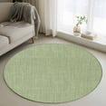 thumbnail image 1 of Green 4ft Round Rug, Farmhouse Burlap Solid Green Color Modern Linen Texture Non-Skid Rubber Backing Large Area Rugs - Living Room Bedroom Home Office, Indoor Floor Mat Carpets Washable Rug, 1 of 9